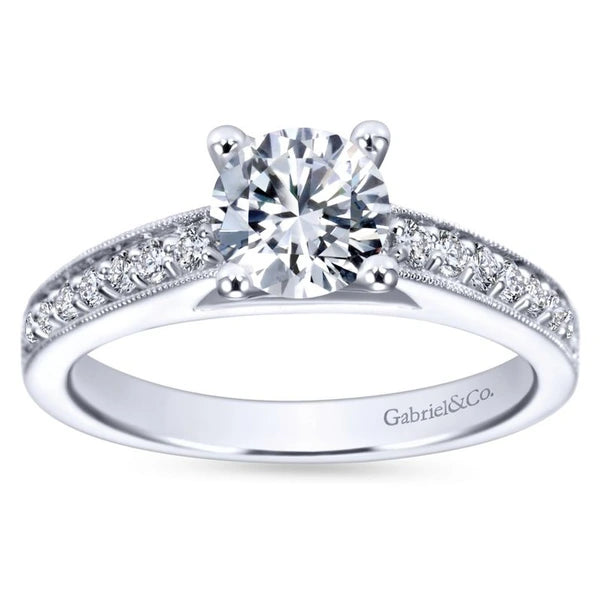 14K White Gold Round Diamond Engagement Ring