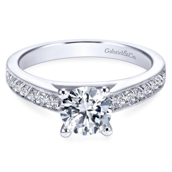 14K White Gold Round Diamond Engagement Ring