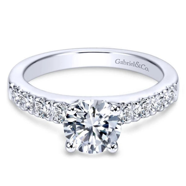 14K White Gold Round Diamond Engagement Ring