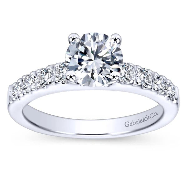 14K White Gold Round Diamond Engagement Ring