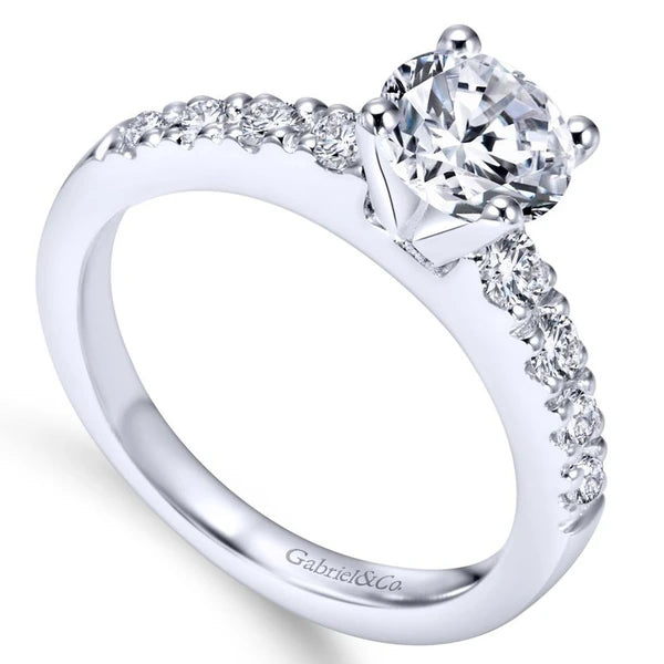 14K White Gold Round Diamond Engagement Ring