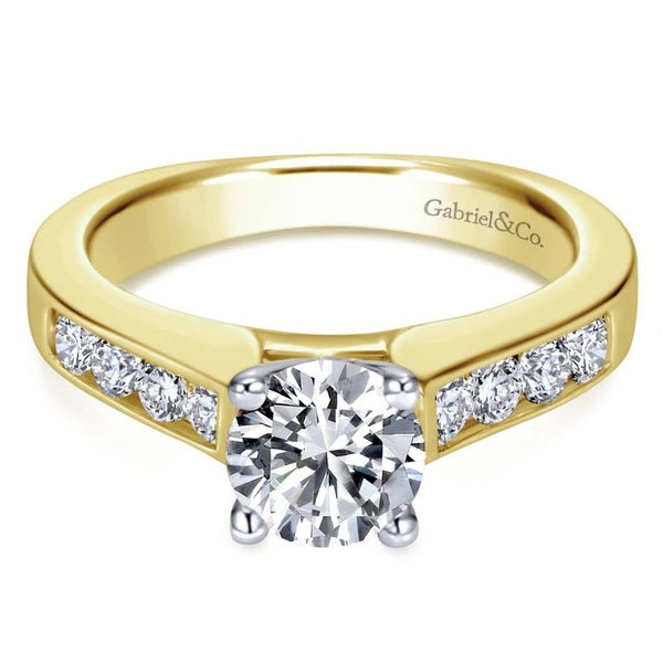 14K White-Yellow Gold Round Diamond Engagement Ring
