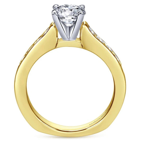 14K White-Yellow Gold Round Diamond Engagement Ring