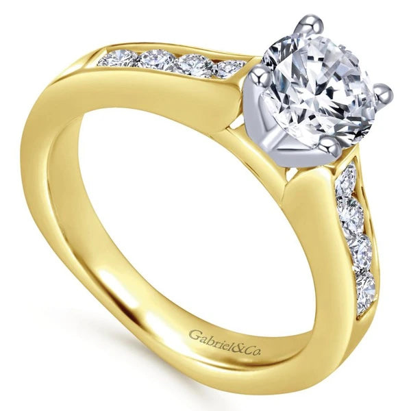 14K White-Yellow Gold Round Diamond Engagement Ring