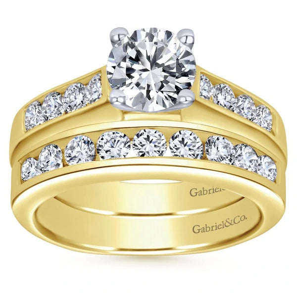 14K White-Yellow Gold Round Diamond Engagement Ring