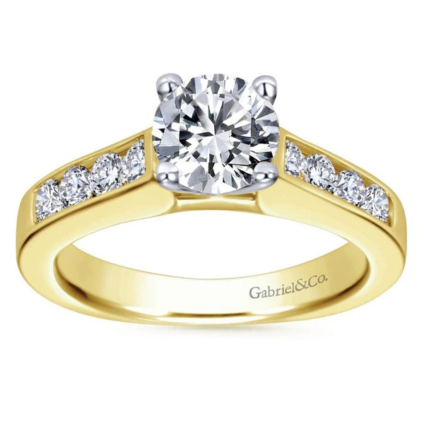 14K White-Yellow Gold Round Diamond Engagement Ring