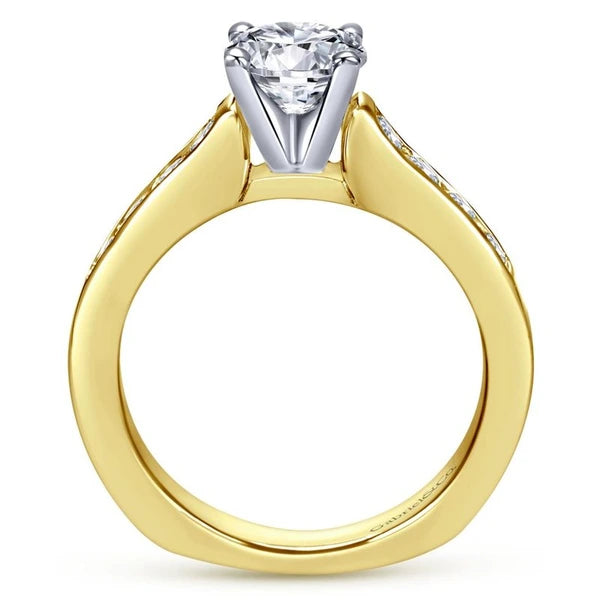 14K White-Yellow Gold Round Diamond Engagement Ring
