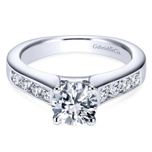 14K White Gold Round Diamond Engagement Ring