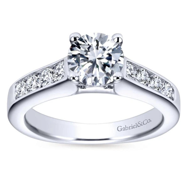 14K White Gold Round Diamond Engagement Ring