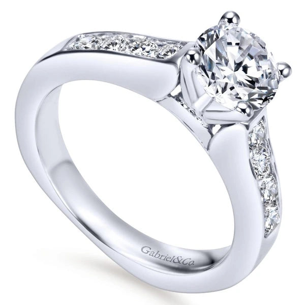 14K White Gold Round Diamond Engagement Ring