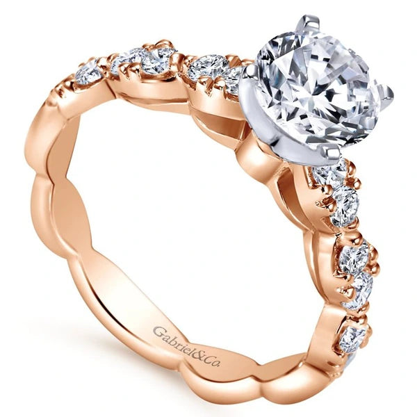14k Rose Gold Round Contemporary Diamond Engagement Ring