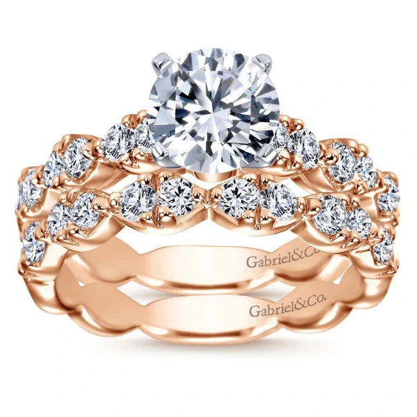 14k Rose Gold Round Contemporary Diamond Engagement Ring