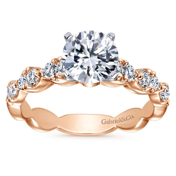 14k Rose Gold Round Contemporary Diamond Engagement Ring