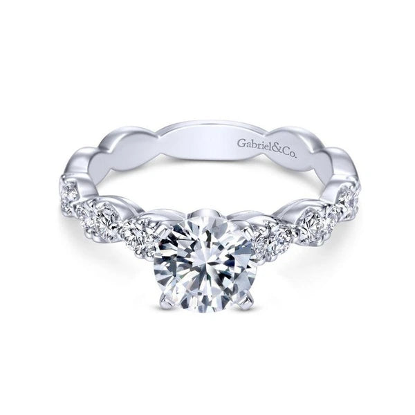 14K White Gold Round Diamond Engagement Ring