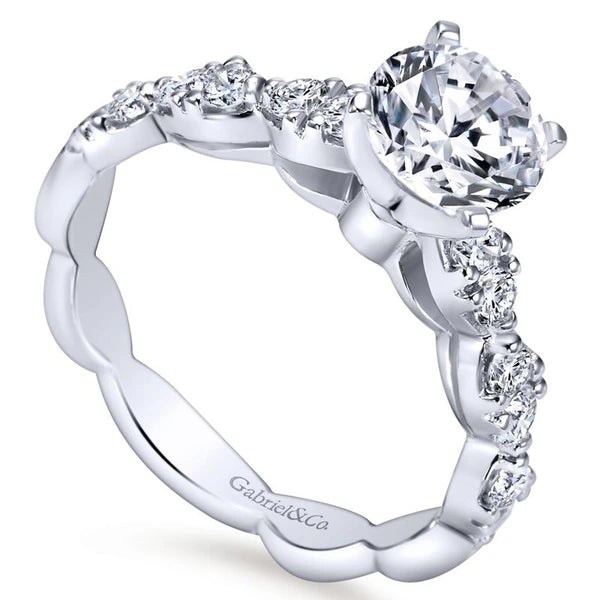 14K White Gold Round Diamond Engagement Ring