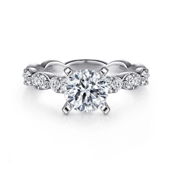 14K White Gold Round Diamond Engagement Ring