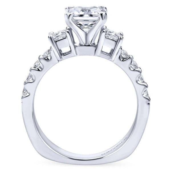 14K White Gold Princess Cut Three Stone Diamond Engagement Ring