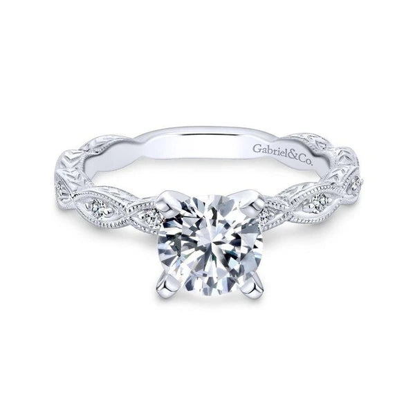 14K White Gold Round Diamond Engagement Ring