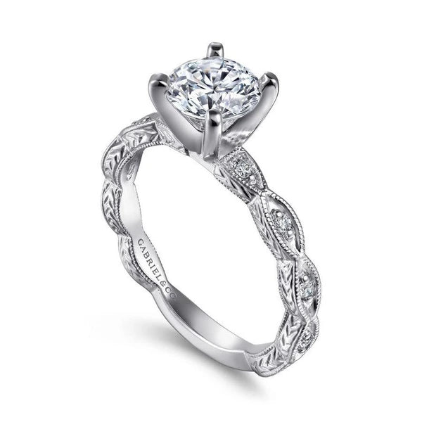 14K White Gold Round Diamond Engagement Ring