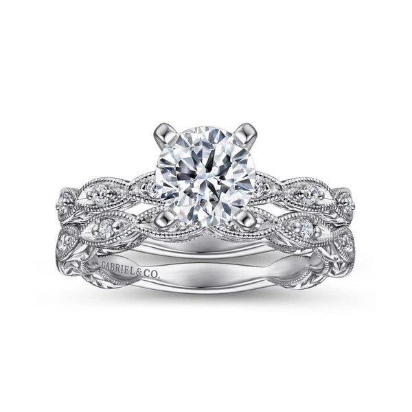 14K White Gold Round Diamond Engagement Ring