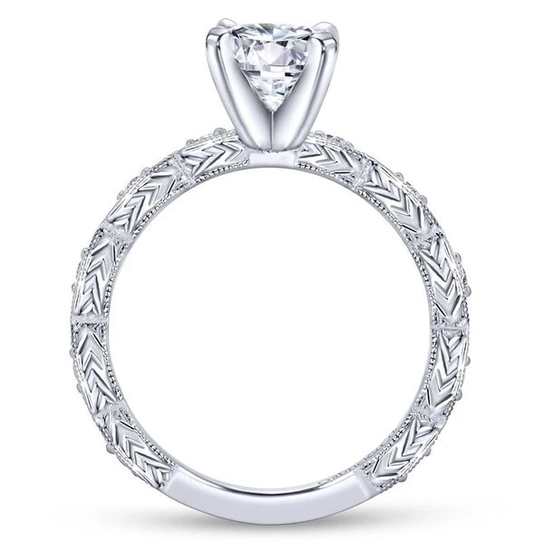 14K White Gold Round Diamond Engagement Ring