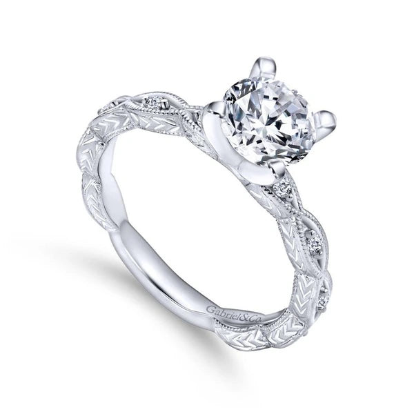 14K White Gold Round Diamond Engagement Ring