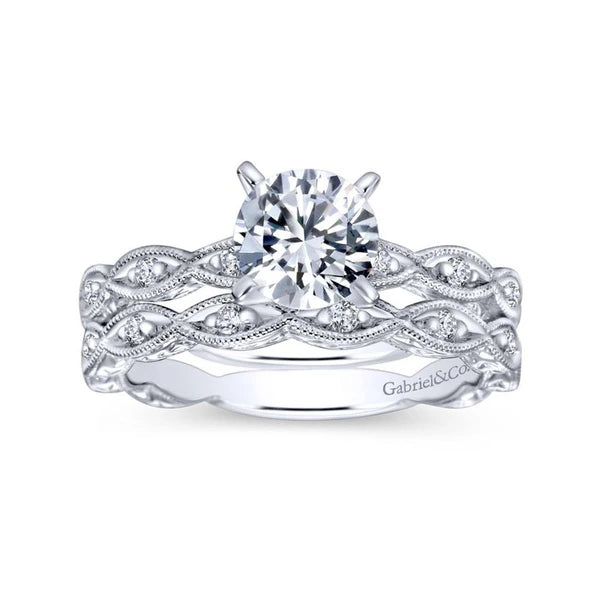 14K White Gold Round Diamond Engagement Ring