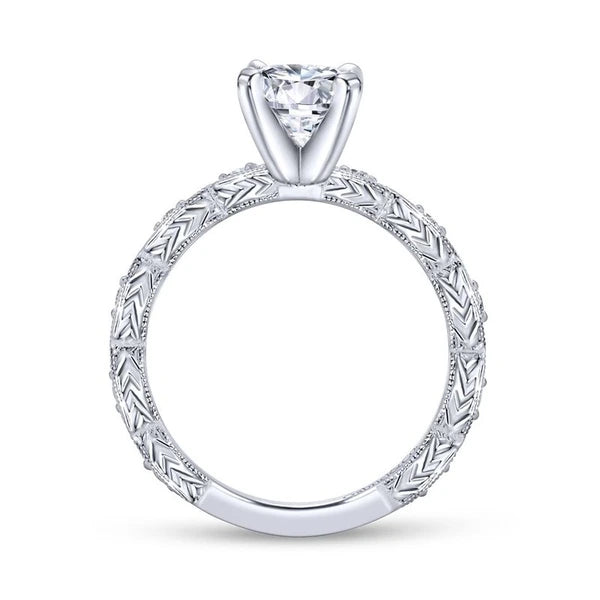 14K White Gold Round Diamond Engagement Ring