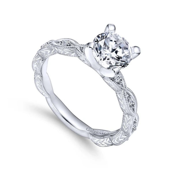14K White Gold Round Diamond Engagement Ring