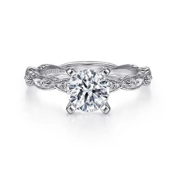 14K White Gold Round Diamond Engagement Ring