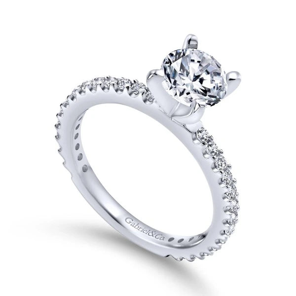 14K White Gold Round Diamond Engagement Ring