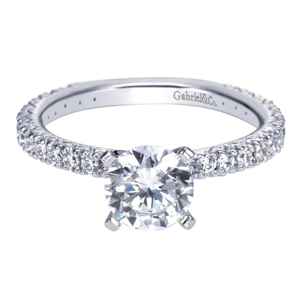 14K White Gold Round Diamond Engagement Ring