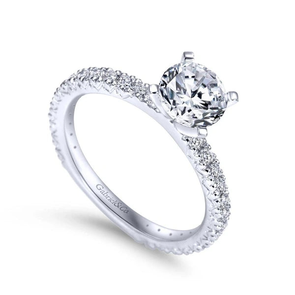 14K White Gold Round Diamond Engagement Ring