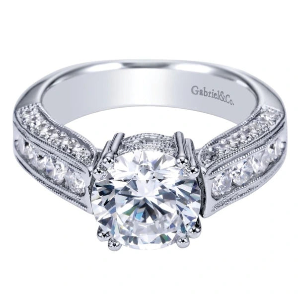 14K White Gold Round Diamond Engagement Ring