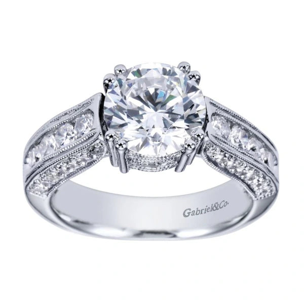 14K White Gold Round Diamond Engagement Ring