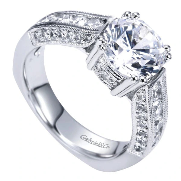 14K White Gold Round Diamond Engagement Ring