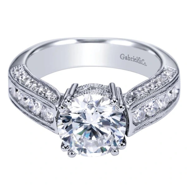 14K White Gold Round Diamond Engagement Ring