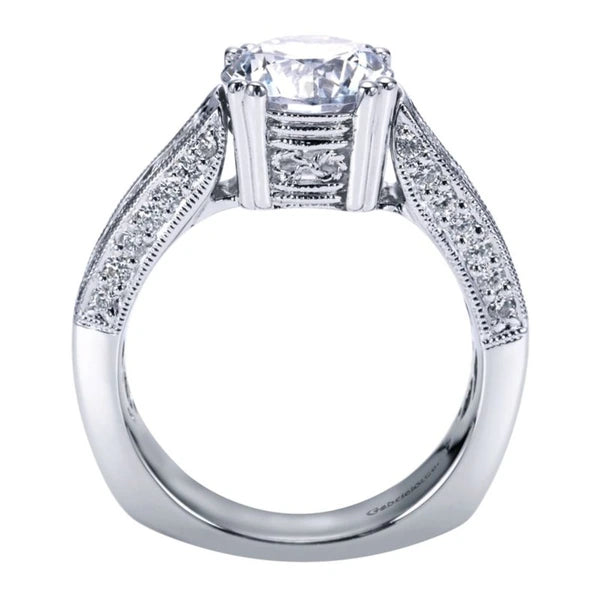 14K White Gold Round Diamond Engagement Ring