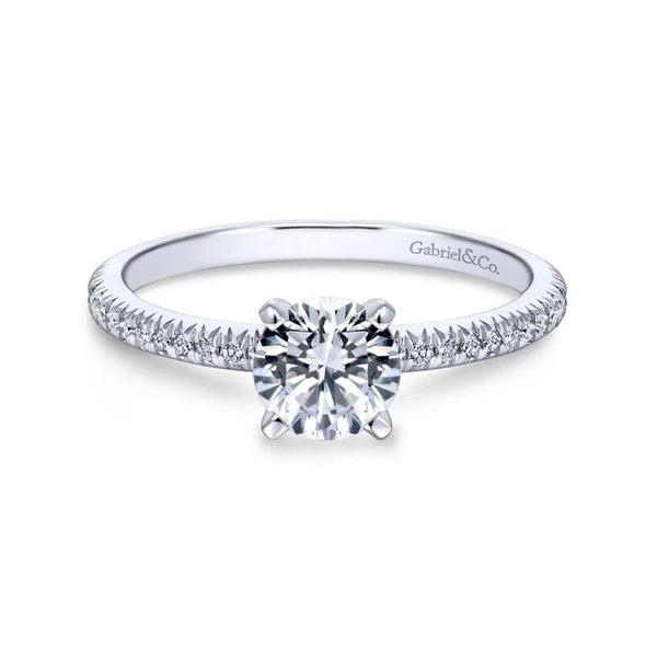 14K White Gold Round Diamond Engagement Ring