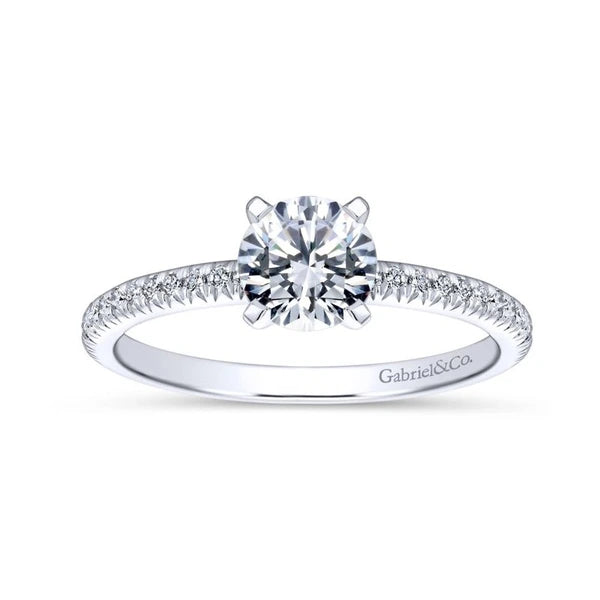 14K White Gold Round Diamond Engagement Ring