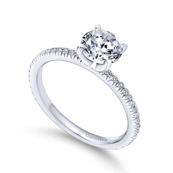 14K White Gold Round Diamond Engagement Ring