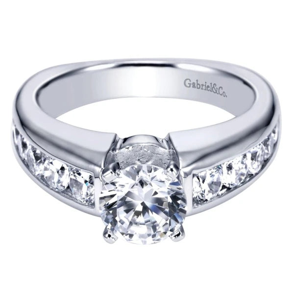 14K White Gold Round Diamond Engagement Ring