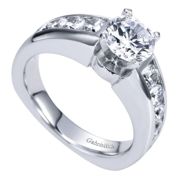 14K White Gold Round Diamond Engagement Ring
