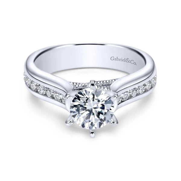 14K White Gold Round Diamond Engagement Ring