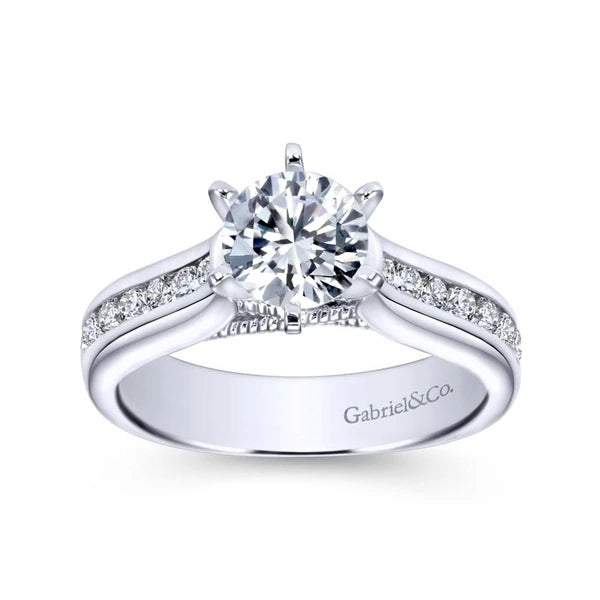 14K White Gold Round Diamond Engagement Ring