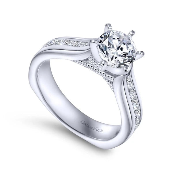 14K White Gold Round Diamond Engagement Ring