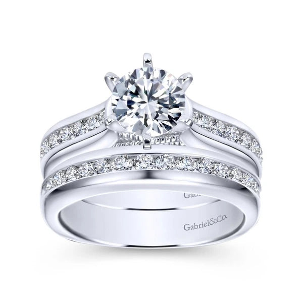 14K White Gold Round Diamond Engagement Ring