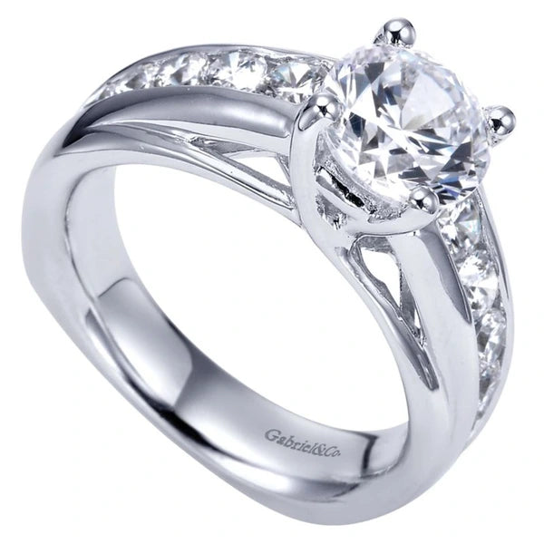 14K White Gold Round Diamond Engagement Ring