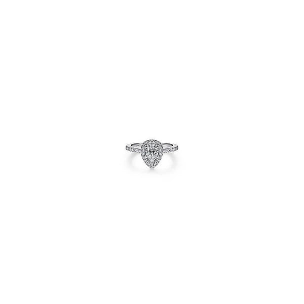 14K White Gold Pear Shape Halo Diamond Engagement Ring