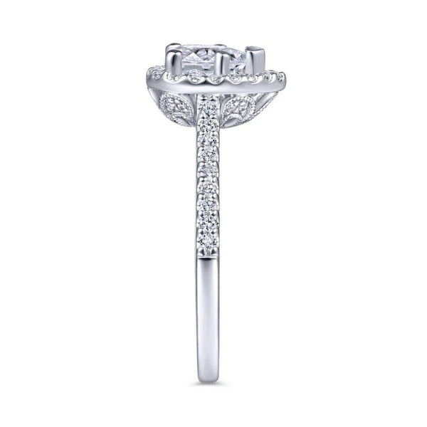 14K White Gold Pear Shape Halo Diamond Engagement Ring